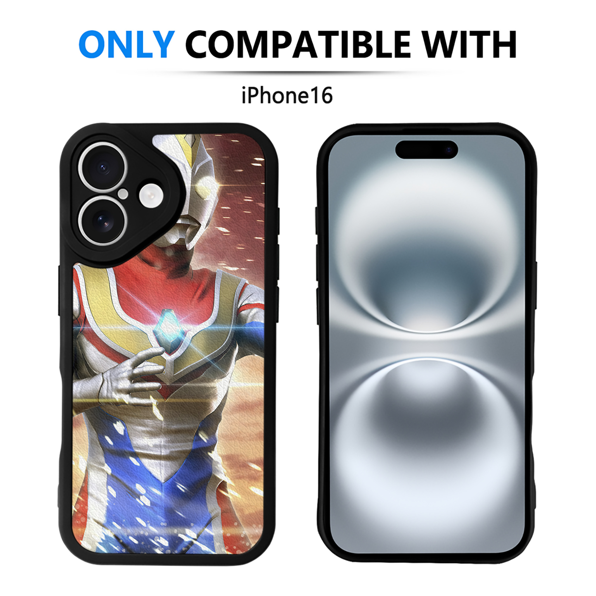 （画像用） ウルトラマン Ultraman 【iPhone 16シリーズ対応】シリコンスマホケース（レザー調） 材質：シリコン